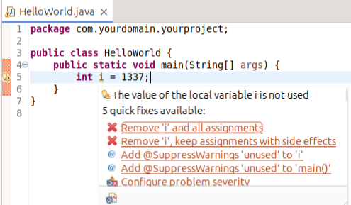 Warning due to unused variable