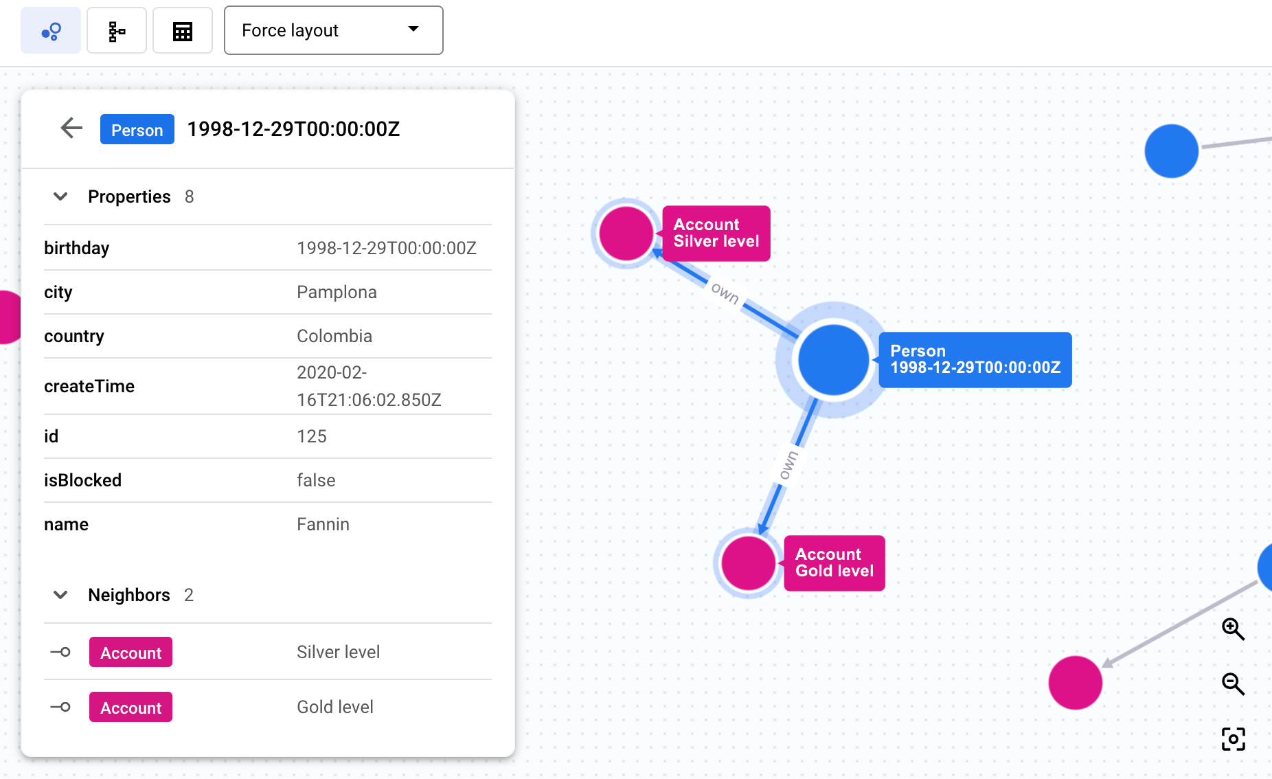 Query result toggle button.