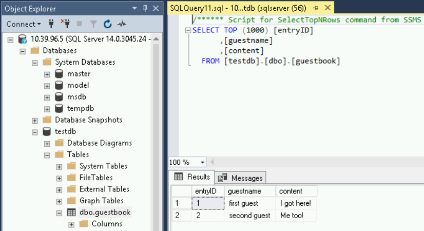 View the results of your query