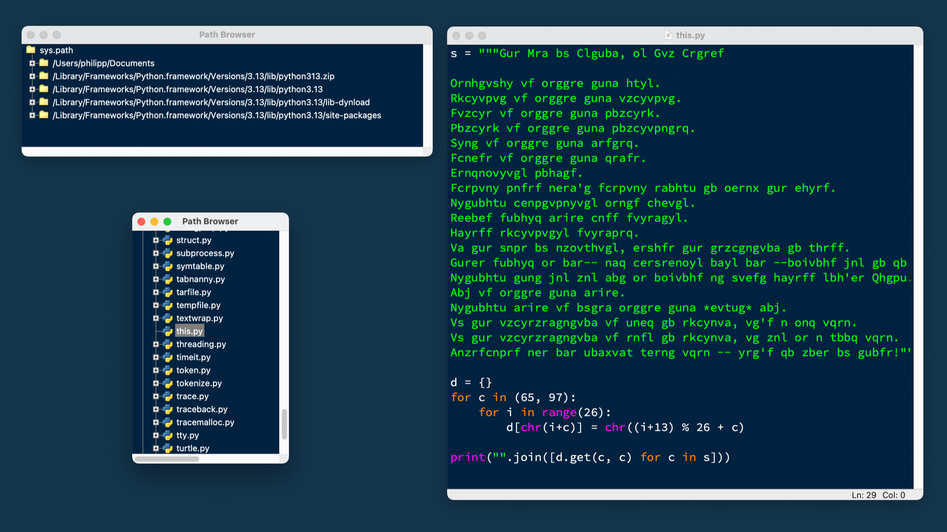 Python IDLE path browser windows
