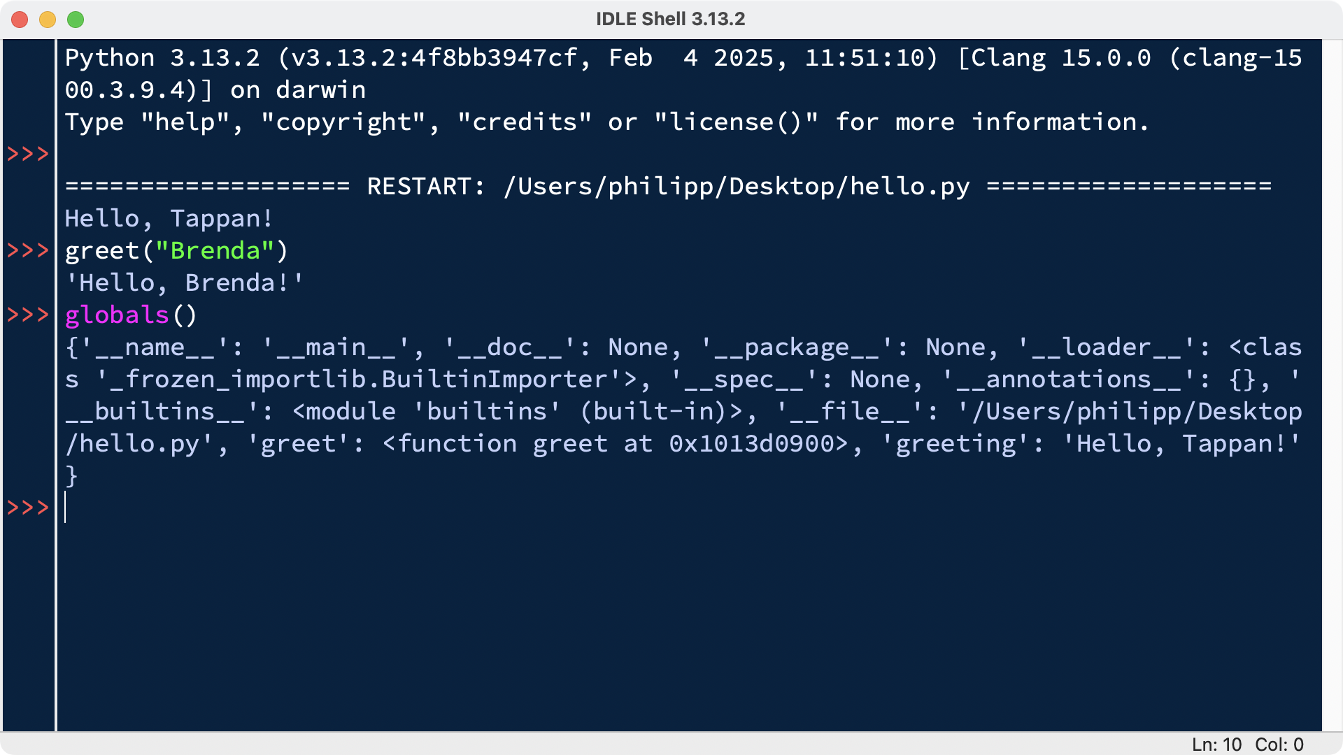 IDLE interacting with the open run file