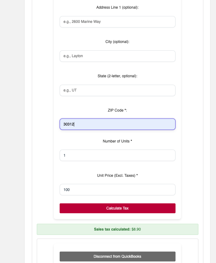 Step 2 - Sales Tax Calculated