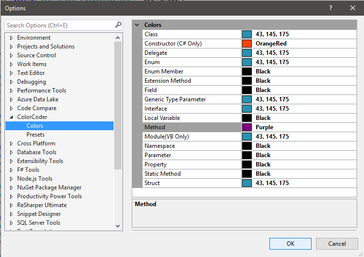 Color Coder Option Page