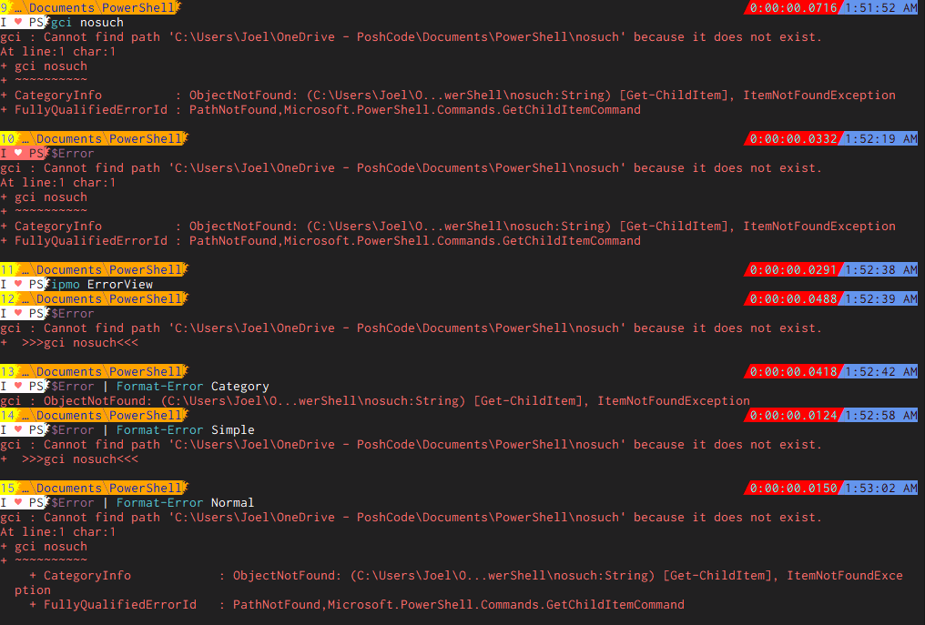 Make sure you try Format-Error! Some Examples of Formatted Errors