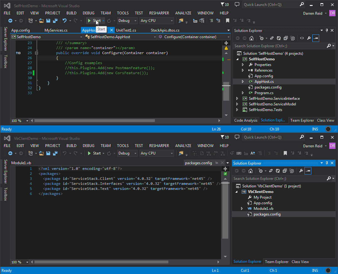 CSharp server with VB.Net client example