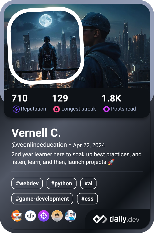Vernell's Dev Card