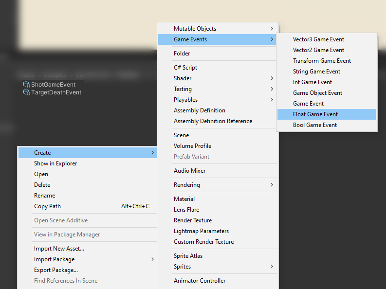 Example usage of Game Event assets