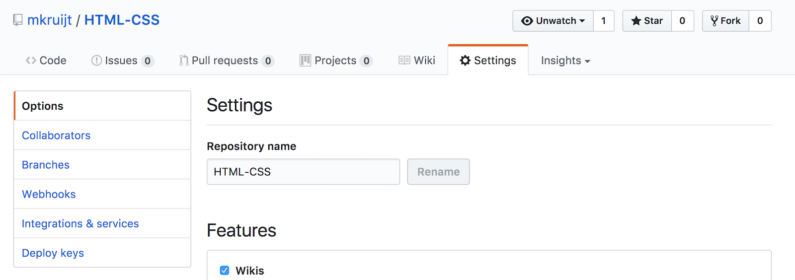 settings overview