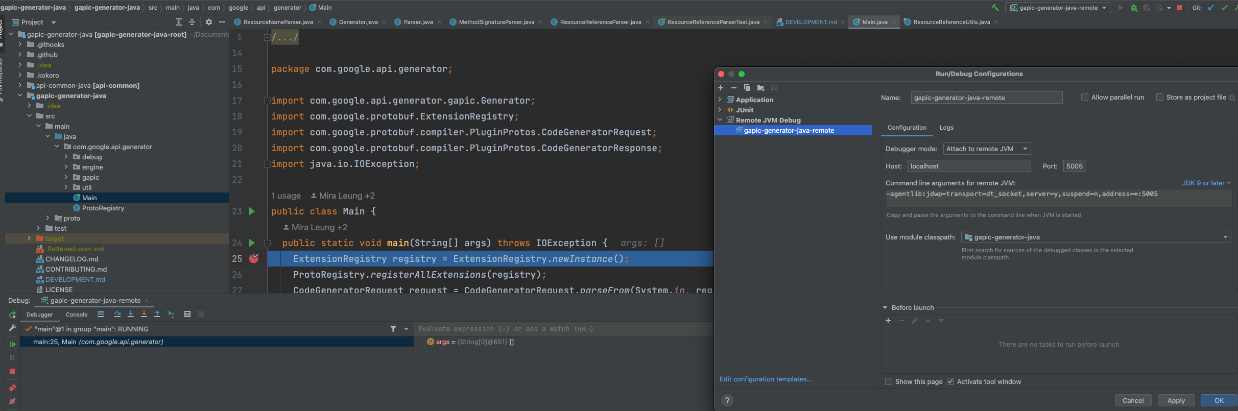 IntelliJ Debug Screenshot