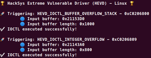 Linux HEVD Driver IOTCL Tests Linux HEVD Driver IOTCL Tests