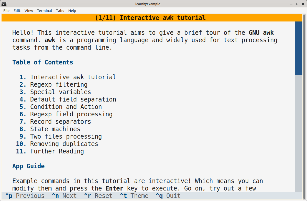 Sample screenshot for Awk Tutorial