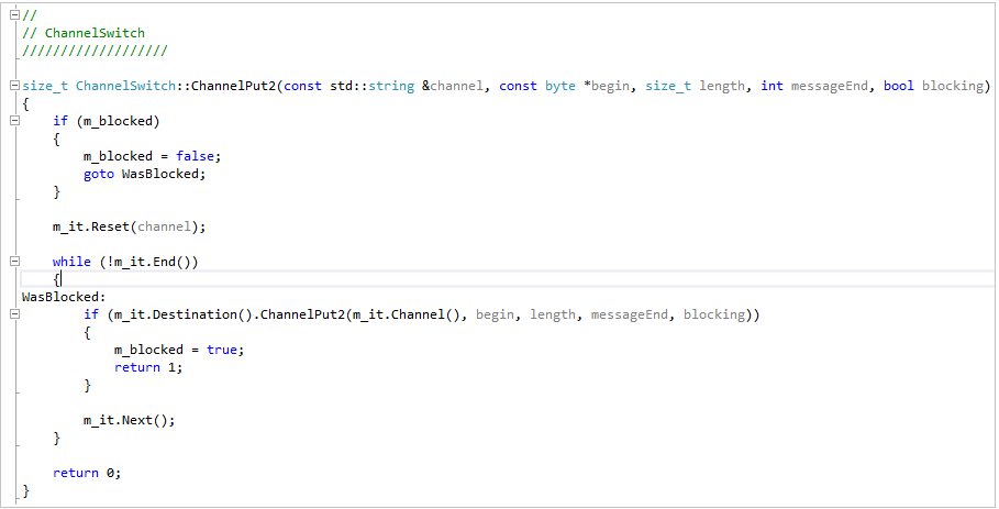 Screenshot showing code colorization in the editor.