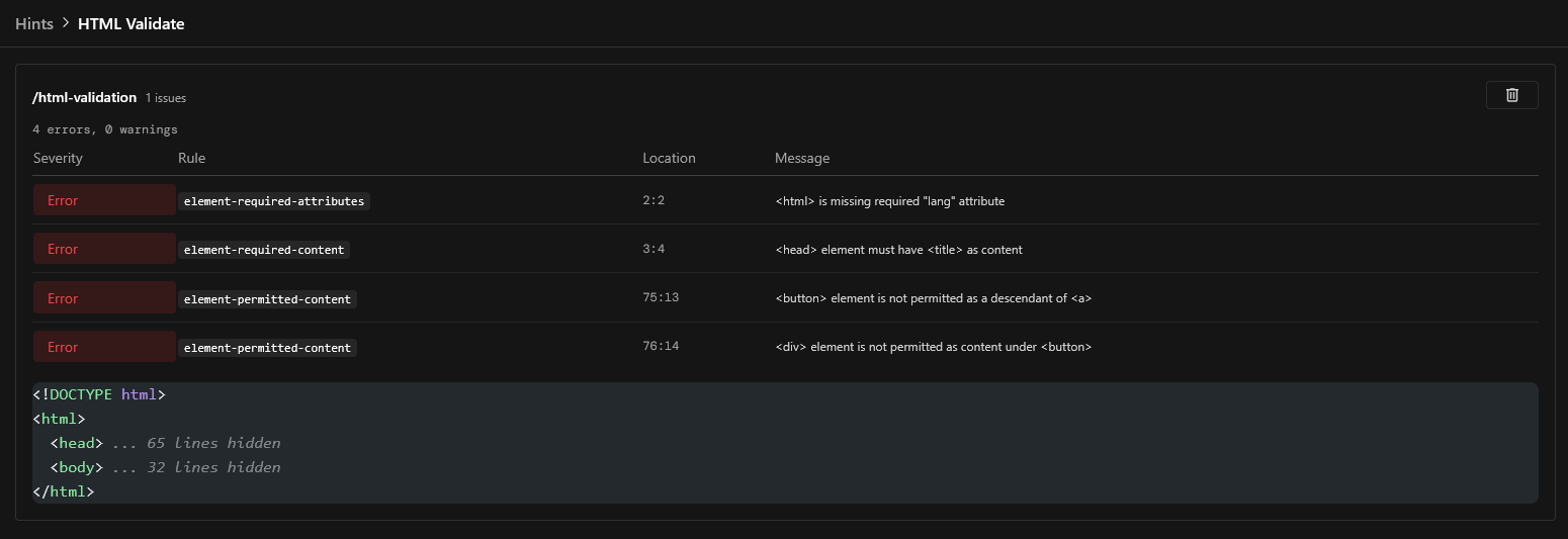 hints html-validate screenshot