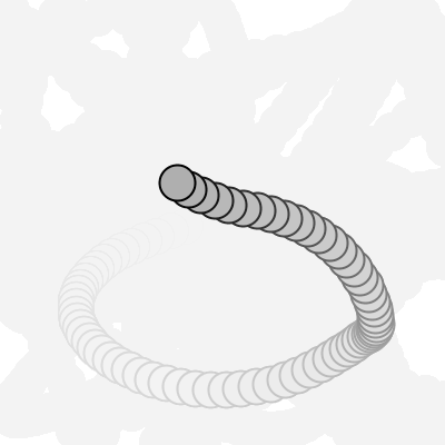 a grey circle with a motion trail showing it following the mouse