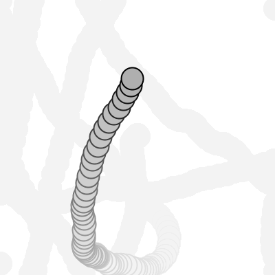 similar to the last two images but the motion path shows the circle has been randomly swerving around