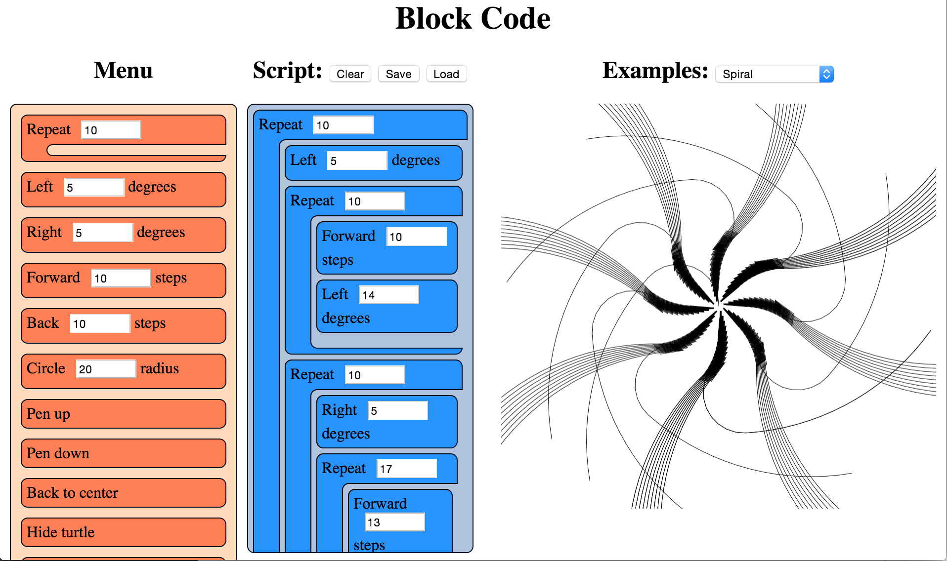 Blockcode IDE in use