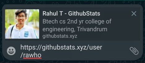 screen shot of demo of githubstats