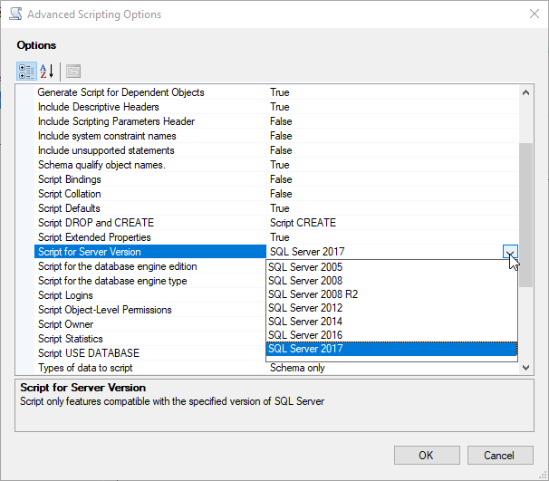 Script for SQL Server version