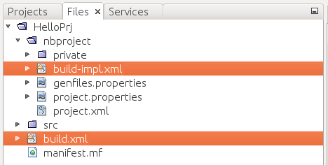 NetBeans Files 窗格
