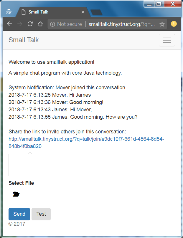 smalltalk - tinystruct2.0