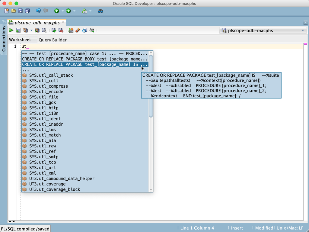 Generate utPLSQL test