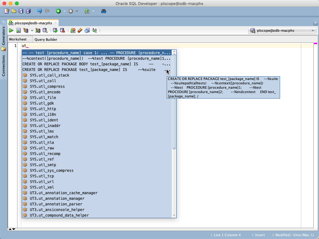 Generate utPLSQL test