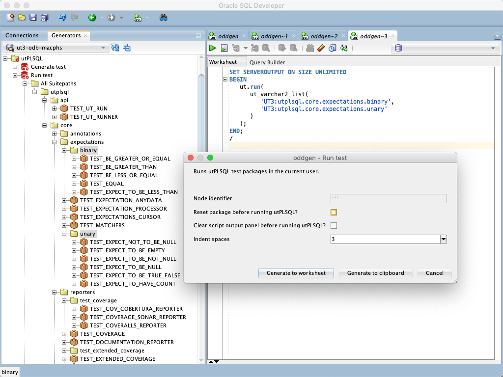 Generate utPLSQL test