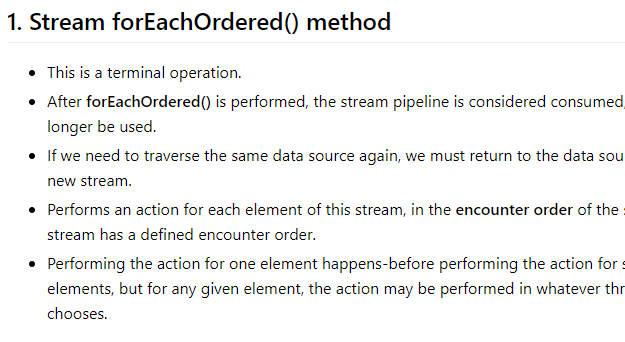 Java Stream forEachOrdered