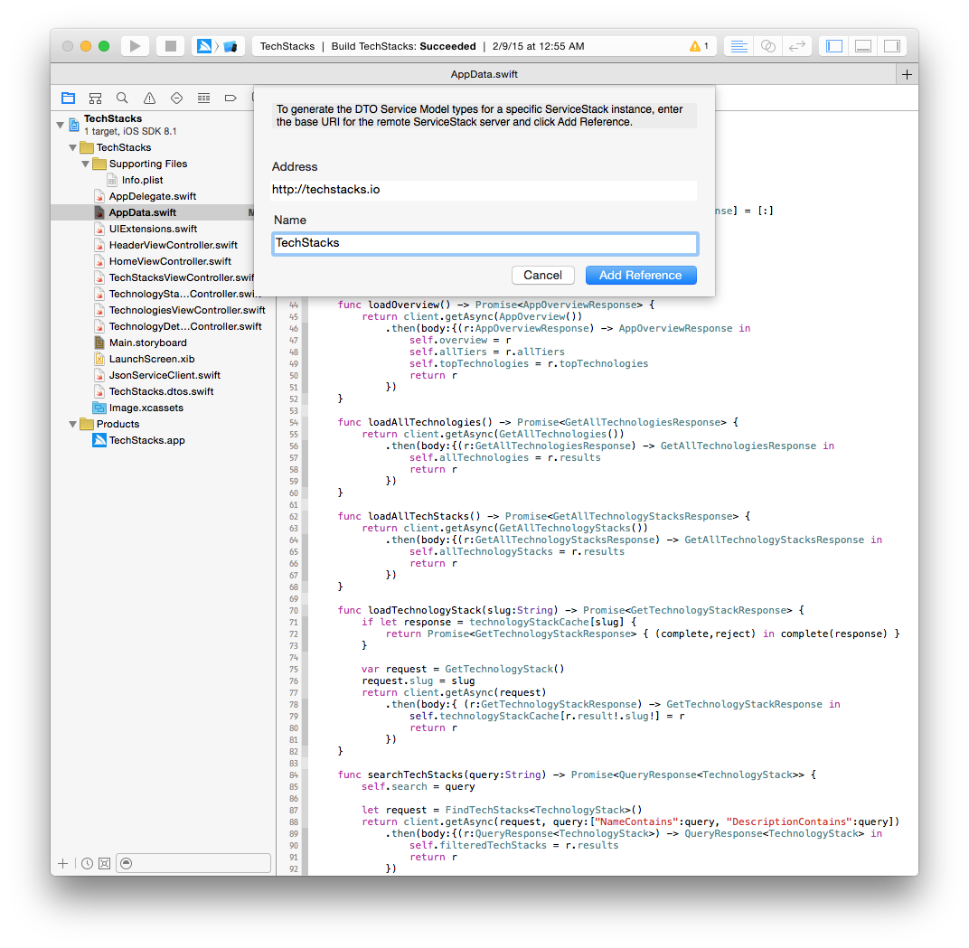 XCode Add Reference Sheet