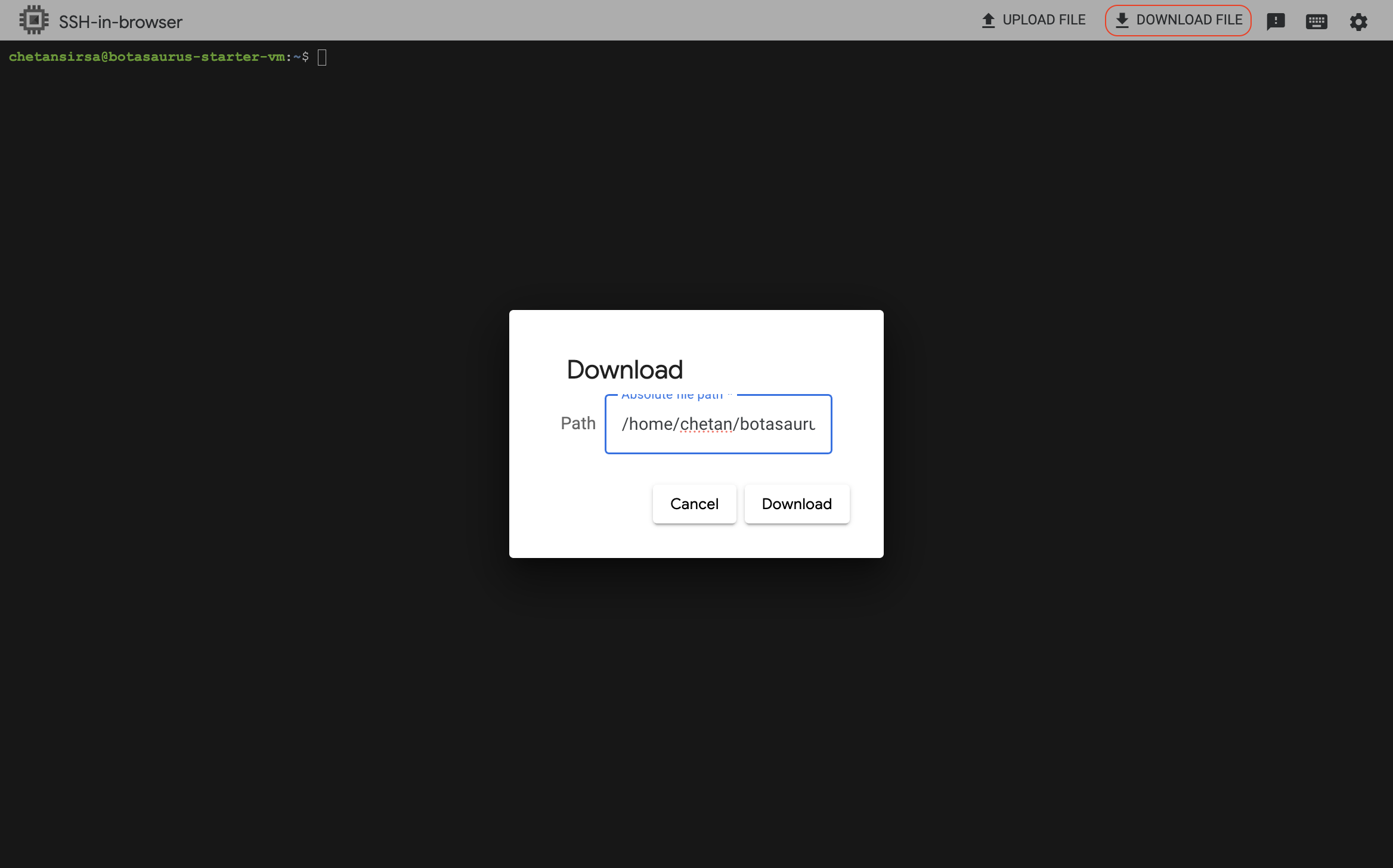 Download Data from VM