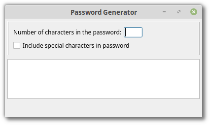 App with widget to display generated password