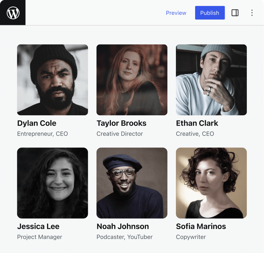 WordPress profile block example