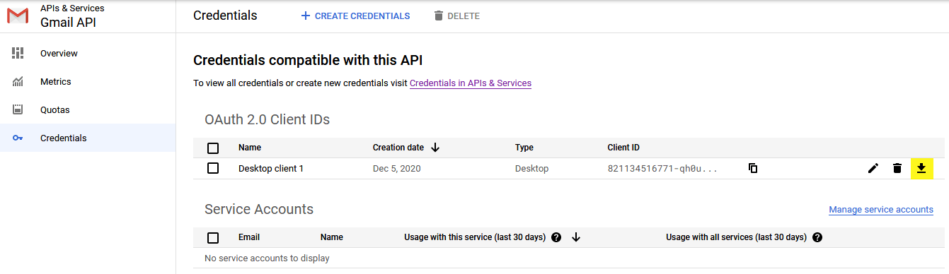 Download Credentials